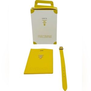 New in Box Fracomina Italy Luggage Tag Yellow Eco Leather